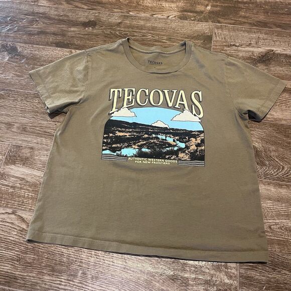 Tecovas Tee Shirt Women's S Brown Green Short Sleeve Western Goods Texas Graphic - Picture 2 of 7